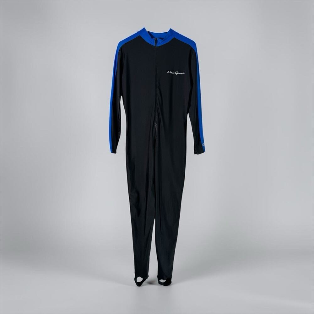 NeoSport UV Shield Full Body Swim Suit Rash Guard Black Blue XXL Zip Front